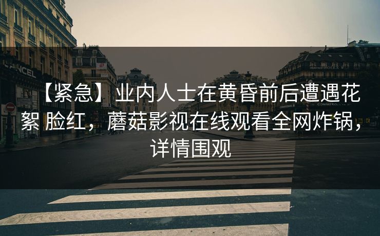 【紧急】业内人士在黄昏前后遭遇花絮 脸红，蘑菇影视在线观看全网炸锅，详情围观