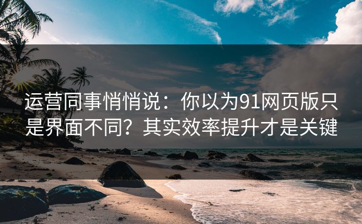 运营同事悄悄说：你以为91网页版只是界面不同？其实效率提升才是关键