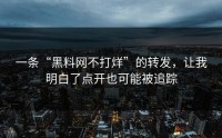 一条“黑料网不打烊”的转发，让我明白了点开也可能被追踪