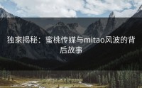 独家揭秘：蜜桃传媒与mitao风波的背后故事