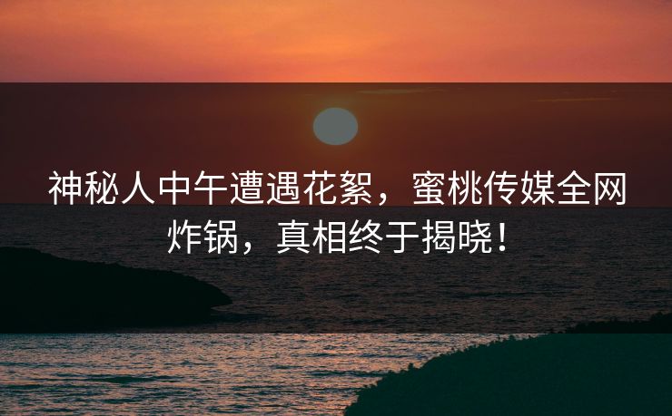 神秘人中午遭遇花絮，蜜桃传媒全网炸锅，真相终于揭晓！