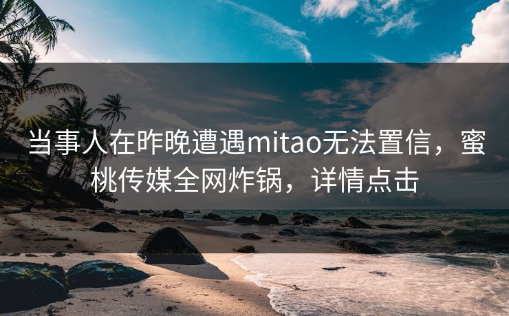 当事人在昨晚遭遇mitao无法置信，蜜桃传媒全网炸锅，详情点击